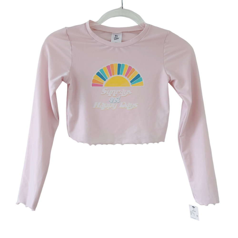 NEW Art Class Girls Swim Topo Rashguard Large 10/12 Pink, Sun Bathing Suit Top